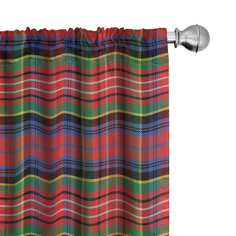 Plaid Semi-Sheer Rod Pocket Curtain Panels, 28" x 63"