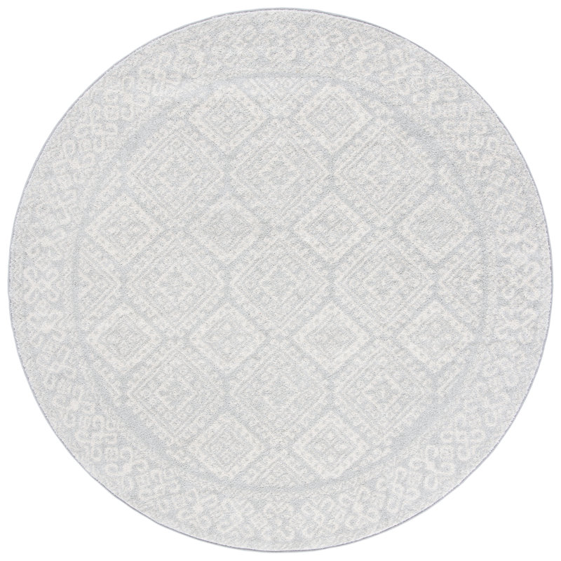Tapis gris clair / ivoire Lorenco, Rond 5 pi