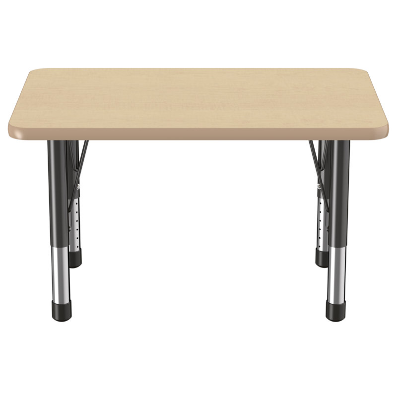 Table d'activité rectangulaire à hauteur réglable en forme de T, Épais, 36 po x 72 po, Gris / rouge / noir