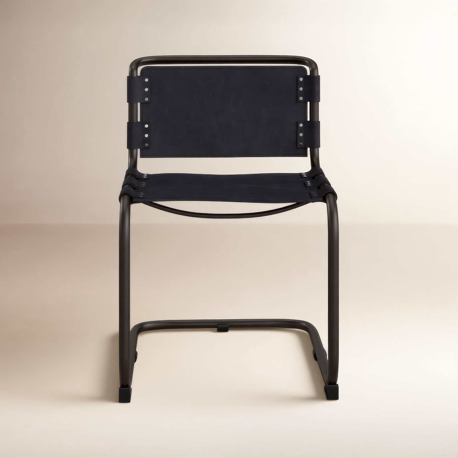 Otelia Leather Upholstered Side Chair, Black