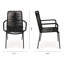 Chaises de salle à manger d'extérieur Palaio - Chaises de patio empilables avec accoudoirs complets en corde - métal noir, sans assemblage-1707071961