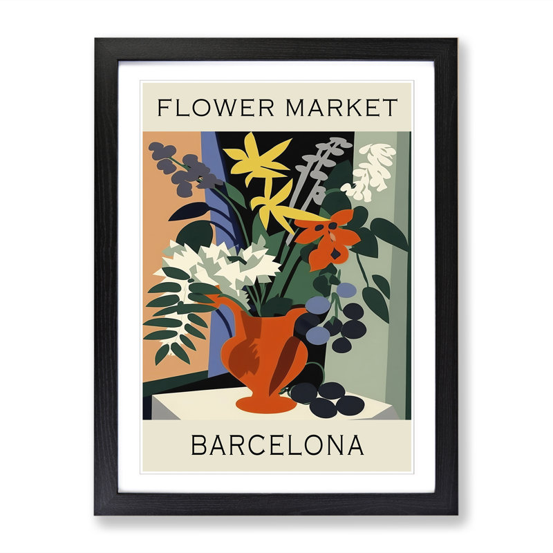 Barcelona Flower Market Exhibition No.10 - Single Picture Frame Print on Wood, 64cm H x 46cm W x 2cm D