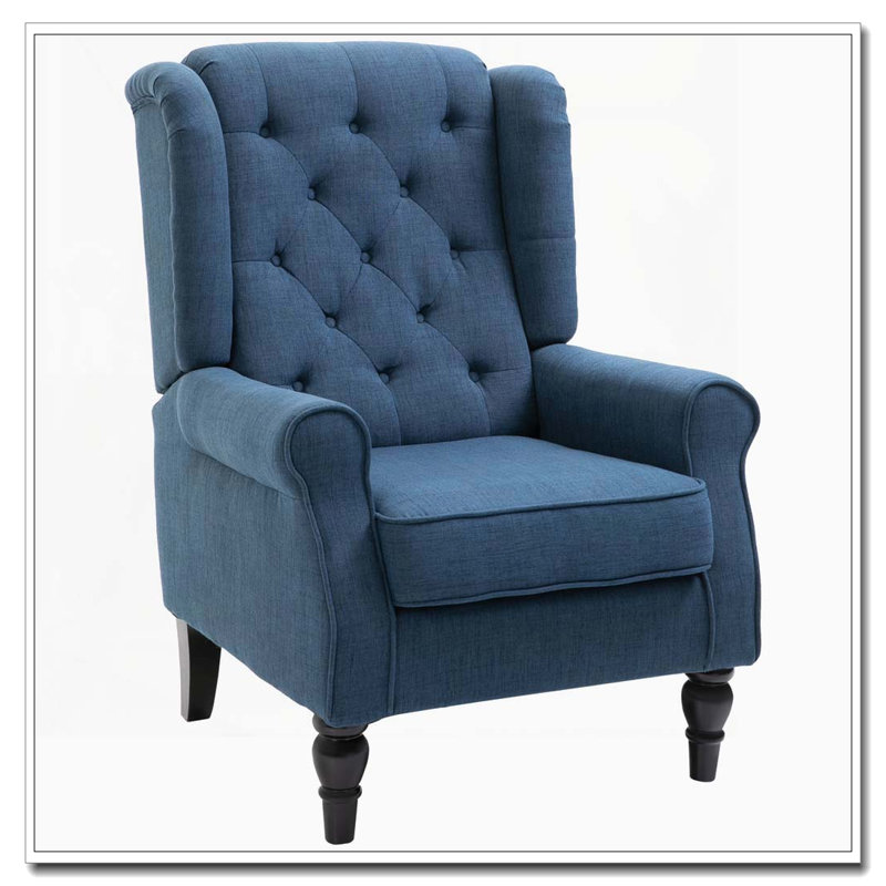 Button-Tufted High Wingback Chair with Thick Padding