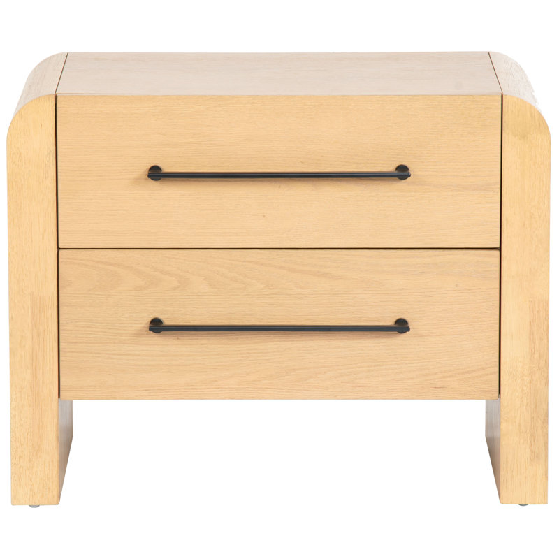 Katrina Wood 2 Drawer Nightstand, Natural