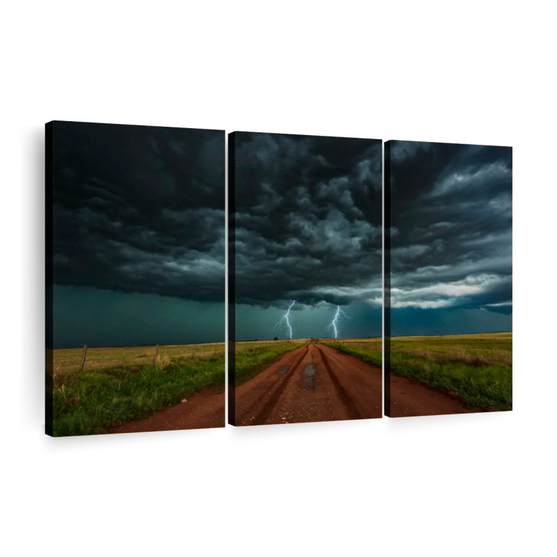 «Double Lightning In Colorado» sur, H 42 po x l 65 po
