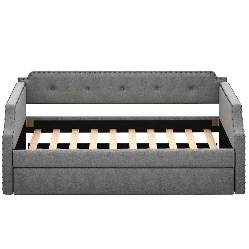 Lit de jour rembourré avec couchette, gris