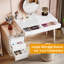 Coiffeuse Modern avec maquillage 5 tiroirs réversible blanc brillant (sans miroir)