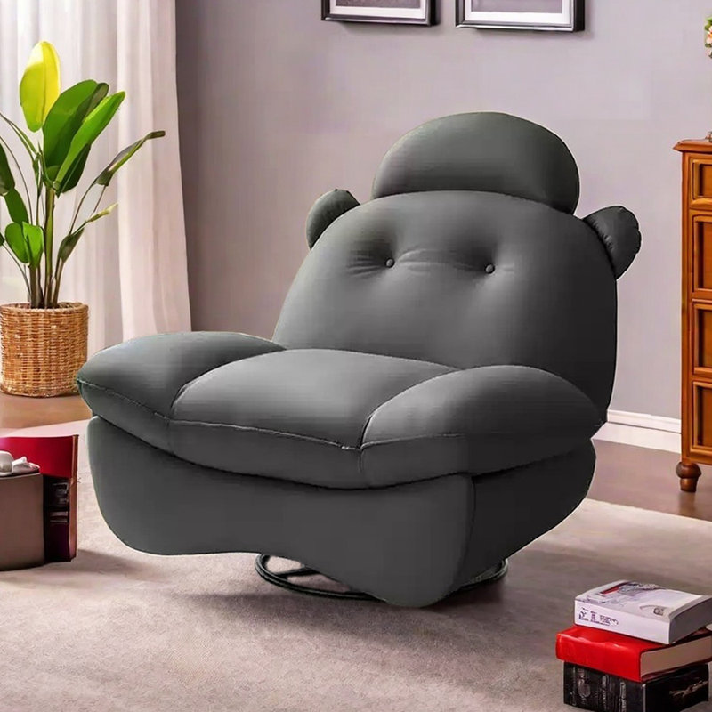 360°Rotation Retractable Headrest Storage Recliner, Gray
