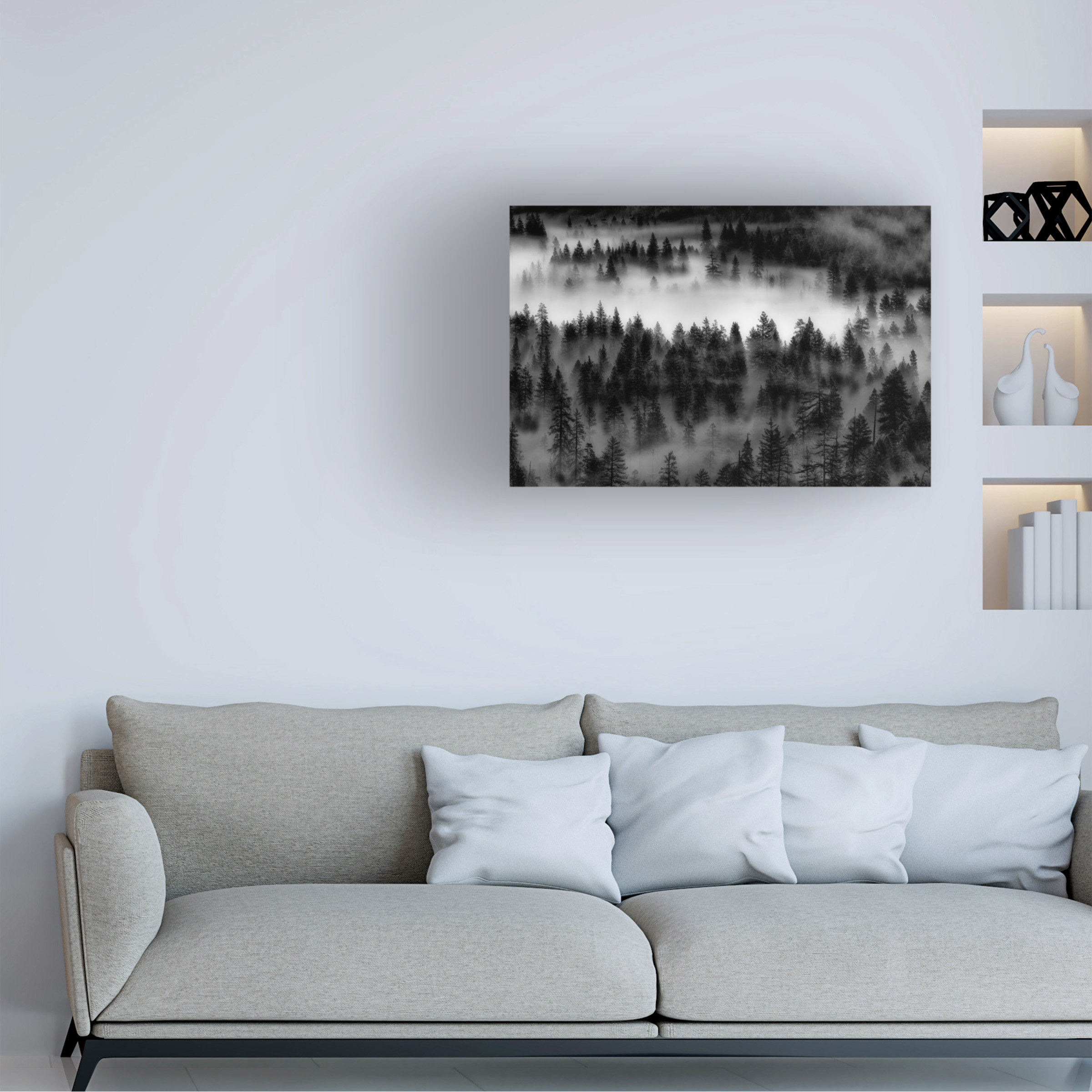Union Rustic Wrapped Canvas Wall Art - Jon Evan 'Misty Morning Forest ...