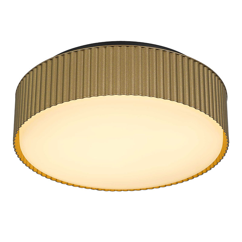 9" Brass LED Flush Mount Ceiling Light, 3" H x 9" W x 9" D