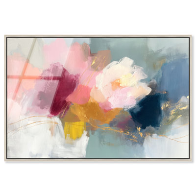 "Floral Haze II", reproduction murale encadrée rose par Art Remedy, cadre doré, 45 x 30