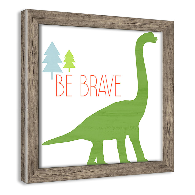 Dino Brave 1 ', art encadré, 8" H x 8" W x 1.18" D, Encadré de boîte de grange gris