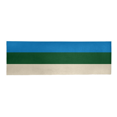 Tapis crème/vert/bleu rayé