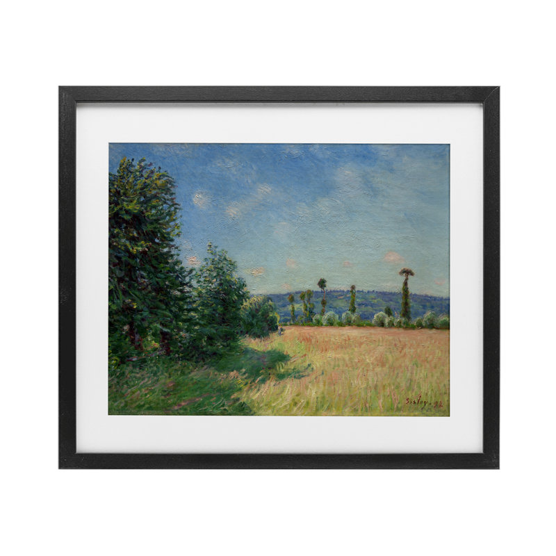 Reproduction sous verre encadrée de sahra Meadows in Morning Sun, design par Alfred Sisley, H 13 po x l 16 po