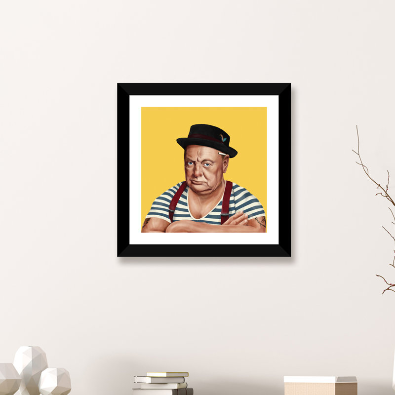 " Winston Churchill " by Amit Shimoni, Black Framed Paper, 16" H x 16" W x 1" D