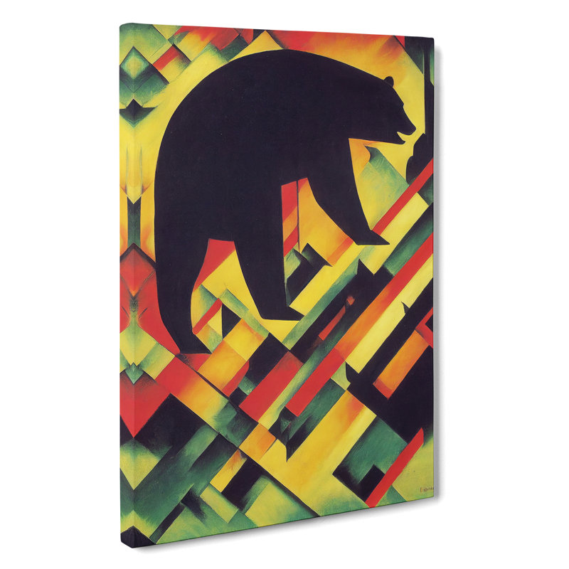 XV1022-5058X Walking Bear Abstract - Print, No Matte, 50cm H x 35cm W, Wrapped Canvas