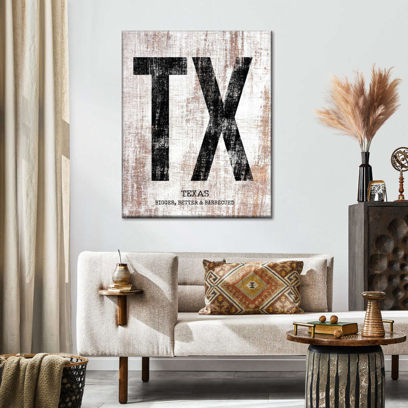 " Texas Bigger Better And Barbecued " by TimberType Studio, 45" H x 36" W x 1.25" D