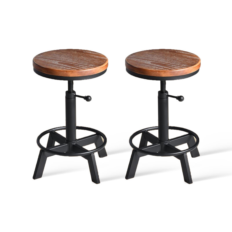 Ensemble de 2 tabourets de bar industriels, tabouret pivotant à hauteur de comptoir réglable, tabourets de cuisine de ferme, hauteur de siège réglable: 17 po à 24 po