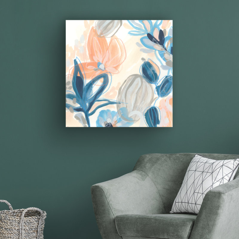 Terra Cotta Blooms I par June Erica Vess - peinture sur toile tendue, H 14 po x l 14 po x P 2 po