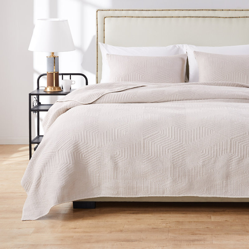 Ensemble de courtepointe Parker moderne, Lin, Courtepointe double / grand et 2 taies décorative