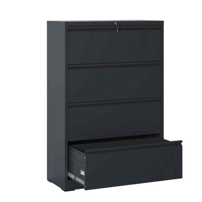Lateral File Cabinet 4 Drawer, Filing Cabinet With Lock, Lockable File Cabinet For Home Office, Locking Metal File Cabinet For Legal/Letter/A4/F4 Size