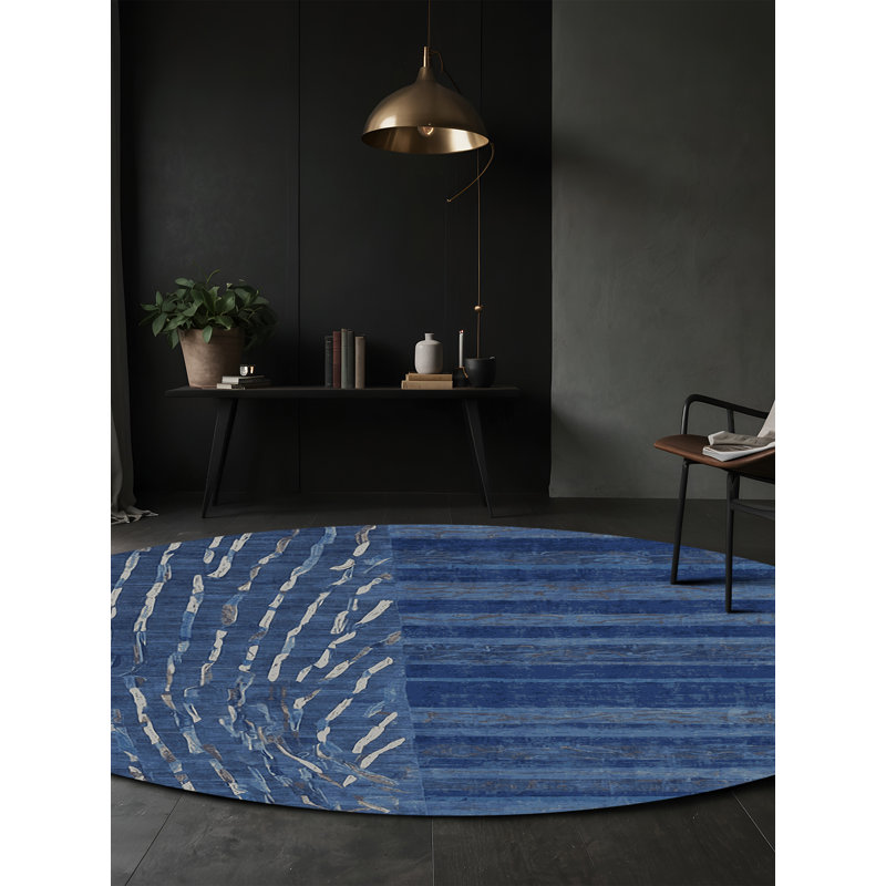 Machine Washable Gray Area Rug, Round 8'
