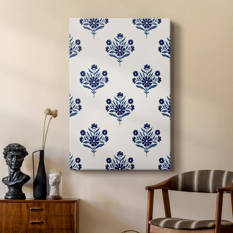 Indigo Bloom Pattern I -Custom Wrapped Gallery Cavas