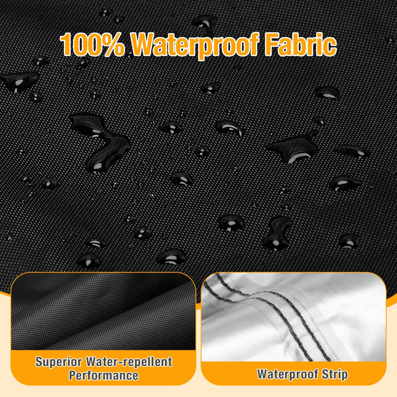 Waterproof Round Patio Table and Chair Cover, 90" D x 43" H, 1-Piece, (Black)