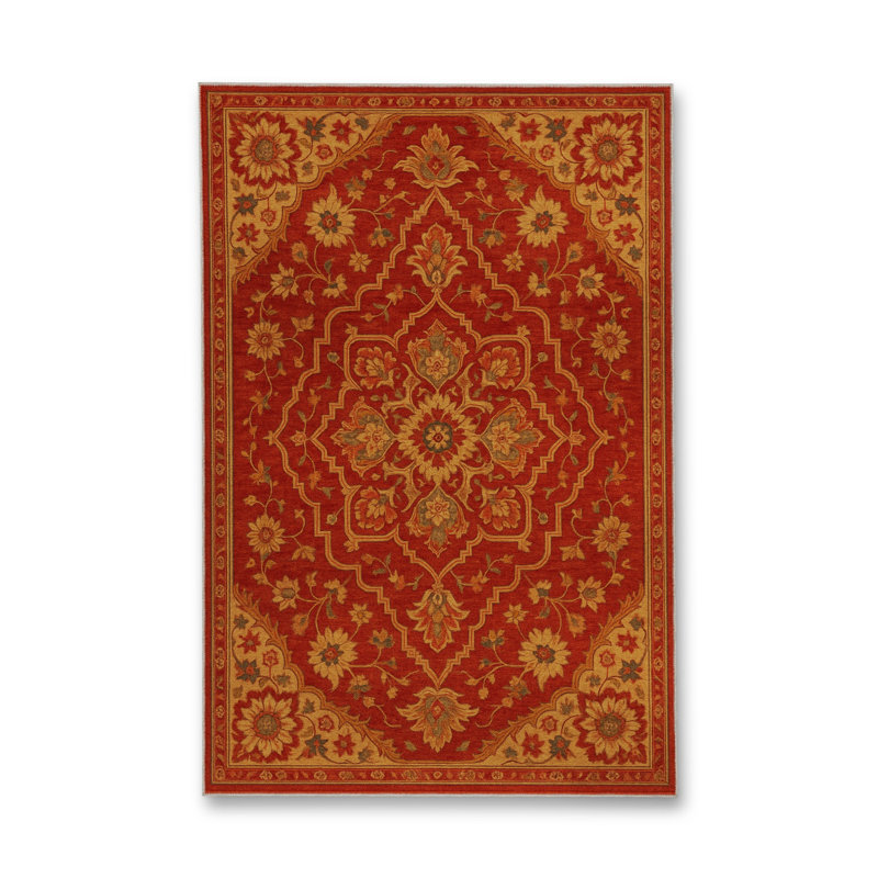 Tapis bleu tissé lavable rétro Mosso, 3'3" x 6'7"