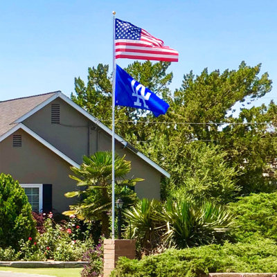 20 ft Telescoping Aluminum Flag Pole Kit with Gold Finial, Dual Flag Holder, Anti-Wrap Design, Adjustable Height & Weather-Resistant Finish for Outdoor Yard