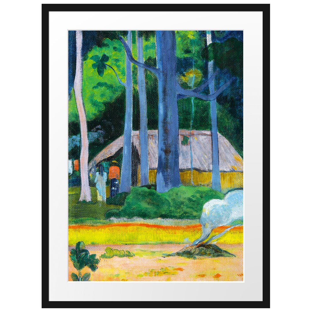 Gerahmter Kunstdruck Cabane Sous Les Arbres von Paul Gauguin