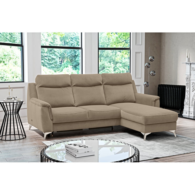 Izola 3 Seater Velvet Sofa Bed, Cream, Right Hand Facing