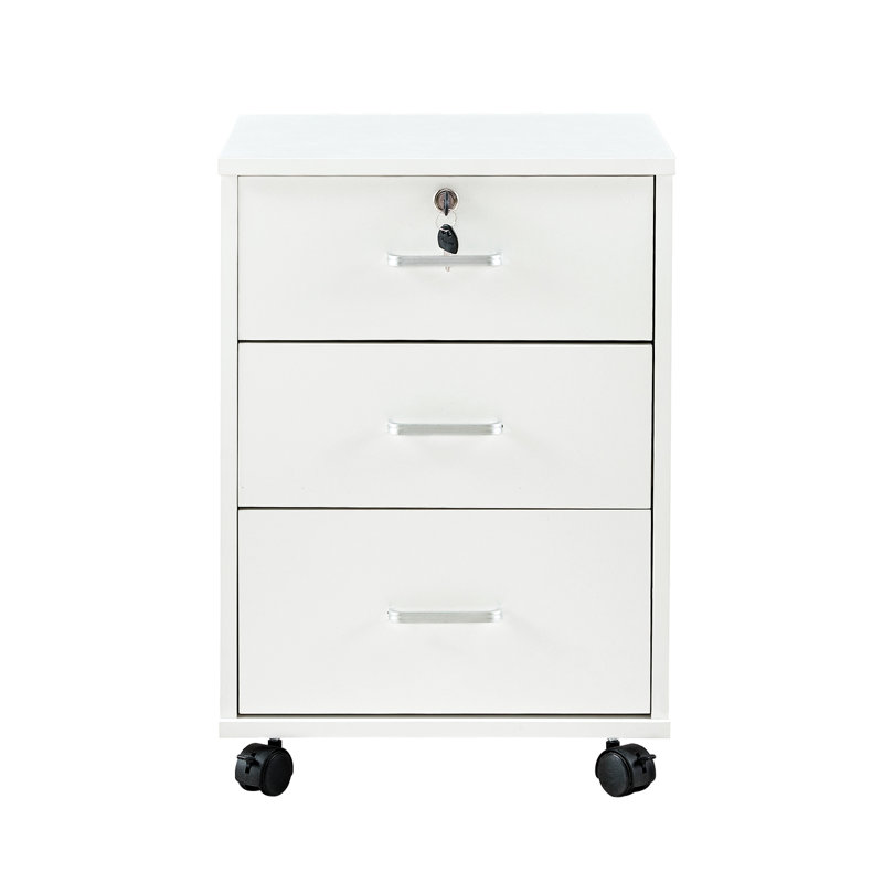 40cm Wide 3 -Drawer Mobile File Cabinet, White