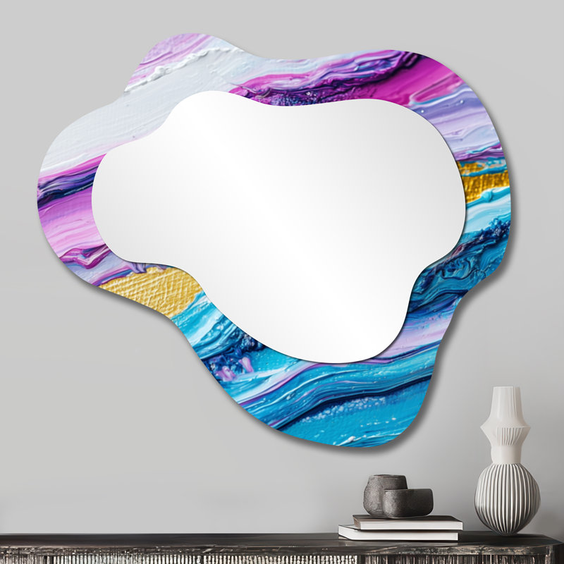 Abstract Lavender Waves Of The Unknown - Abstract Cloud Decorative Wall Mirror, Modern Vanity Mirror, Printed on Metal