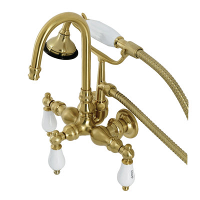 Vintage Triple Handle Wall Mounted Clawfoot Tub Faucet Trim with Diverter