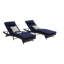 Ensemble de 2 longues chaises d'extérieur inclinables en osier avec coussins, inclinaison à 150 °, capacité de 600 lb, conception à vagues ergonomiques pour une détente accrue-1821319513