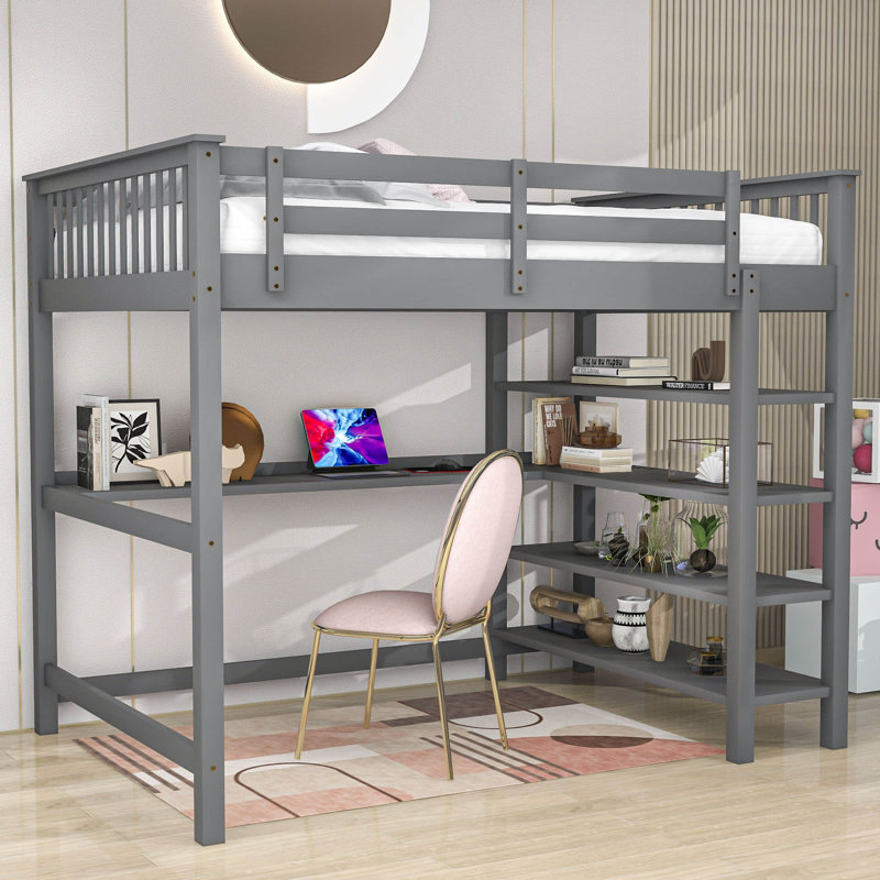 Ettie Kids Loft Bed, Full, Gray