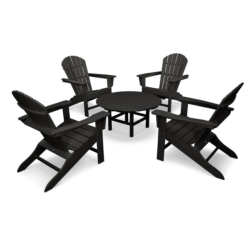 POLYWOOD South Beach 5-Piece Conversation Group, Black