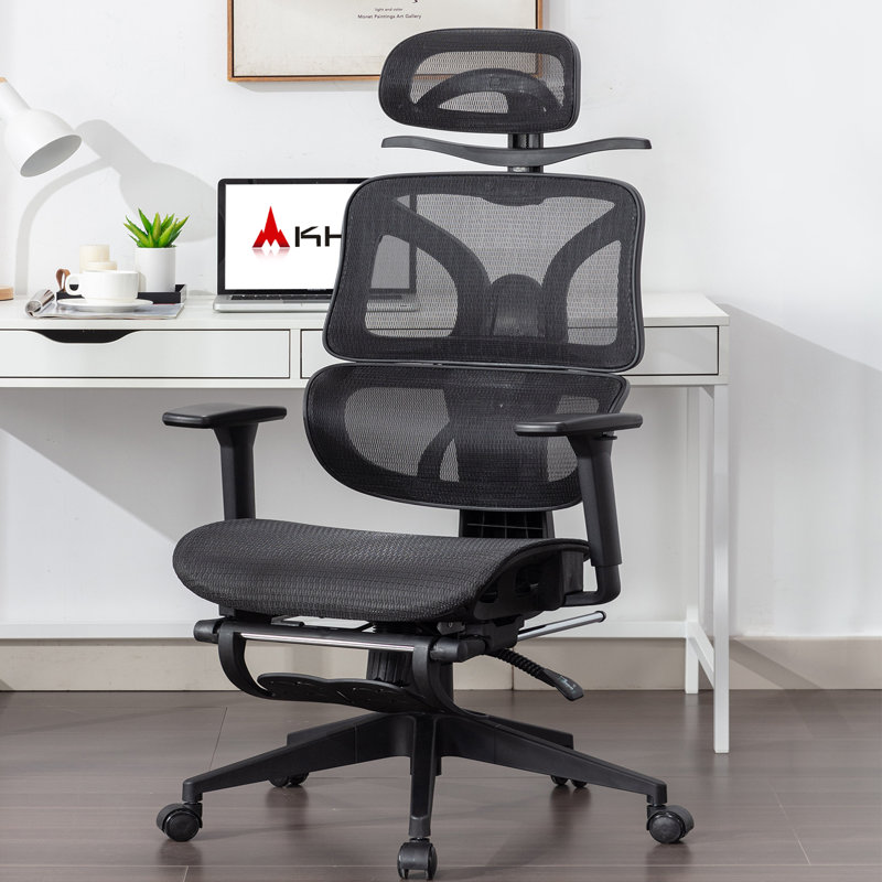 Swivel Ergonomic Mesh Office Chair With Footrest Adjustable Backrest Lumbar Support