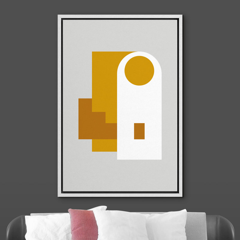 Polygones tridimensionnels combinés - reproduction de cadre flottant sur toile, Cadre blanc, H 36 po x l 24 po x P 1,5 po