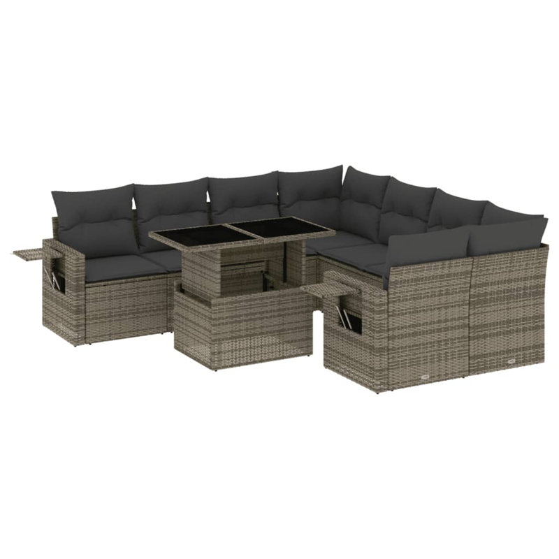 Vidaxl Garden Sofa Set Grey With Dark Grey Cushions