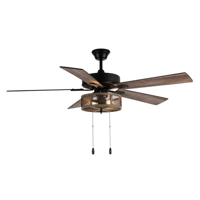 Ventilateur de plafond de style cage à 5 pales en grain de bois de style campagnard 52 po Milly