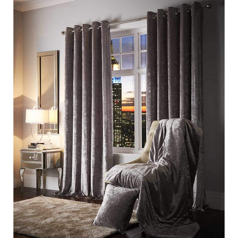 Room Darkening Curtain Panel Pair, Width 168cm x Drop 183cm, Silver