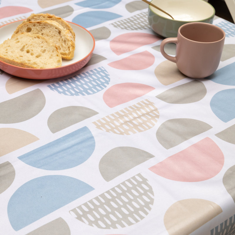  Fancy Circles 140 x 180cm Eco Line PVC Free Polyester Tablecloth