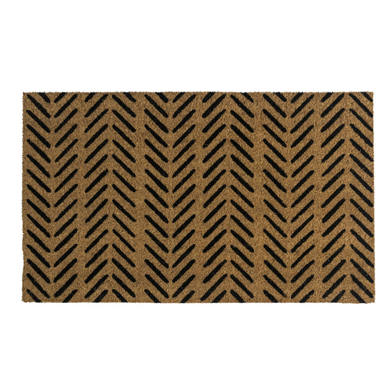 Natural Coir Black Fishbone Pattern Outdoor Doormat 18" x 30"