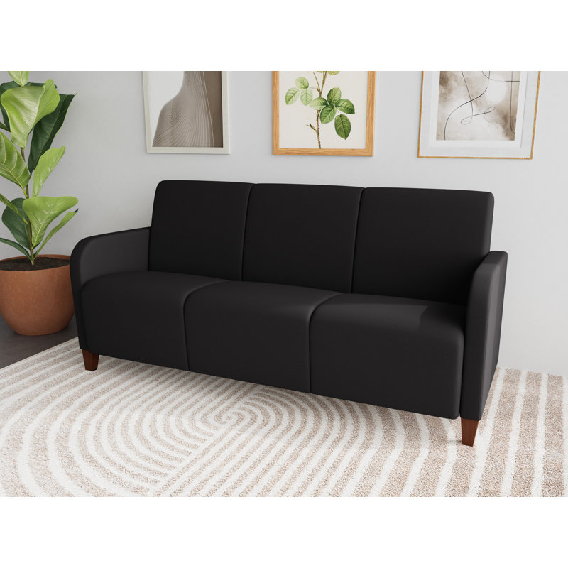 Siena Lounge Reception 3 Seat Sofa, Walnut, Open House Black