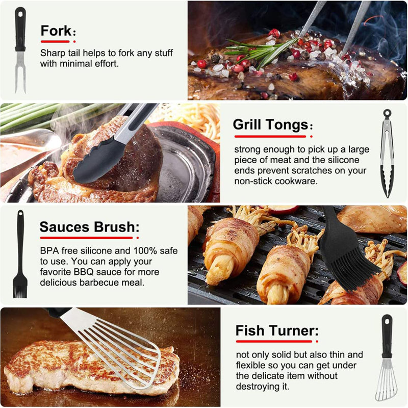 Stainless Steel Non-Stick Dishwasher Safe Grilling Tool Set