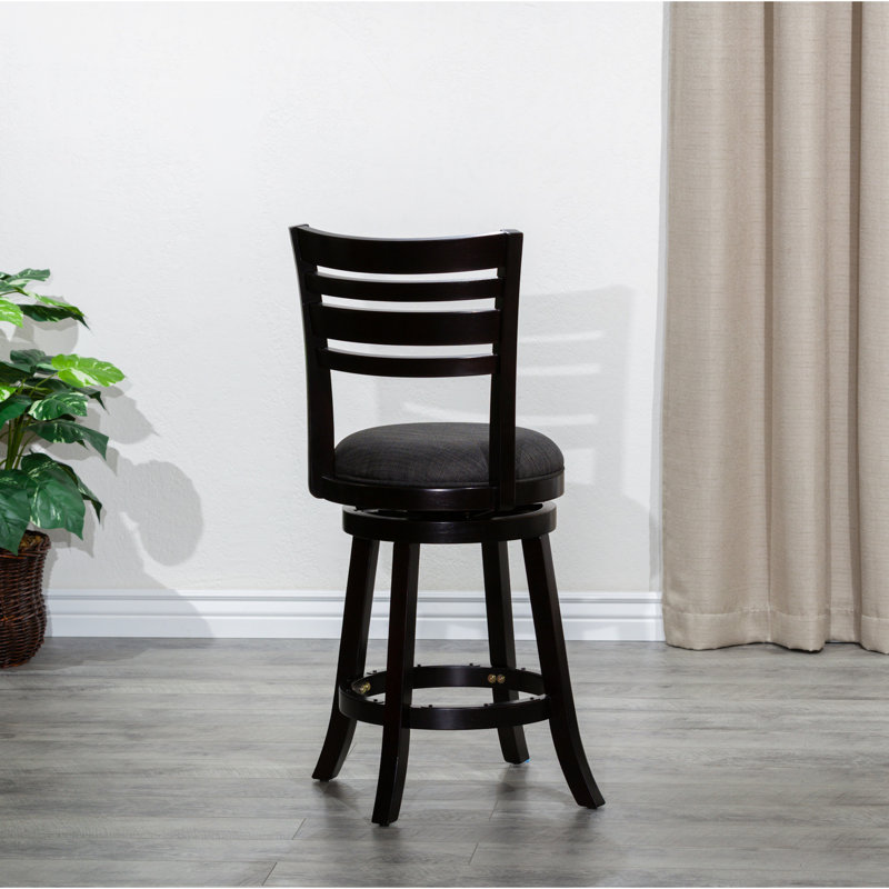 Tabouret pivotant de 24 po à hauteur de comptoir à lattes avec pivot, tissu gris anthracite - matériaux de qualité, fabriqué pour durer