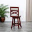 Tabouret de bar pivotant de 30 po, finition cerisier, siège beige - Offrez un tabouret élégant et confortable avec un tissu en cerisier pour la détente-91321745