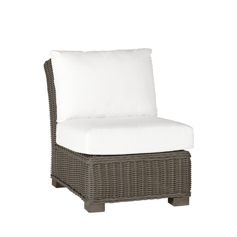 Rustic Woven Sectional Slipper Chair, No Welt, Verona Fossil, Oyster
